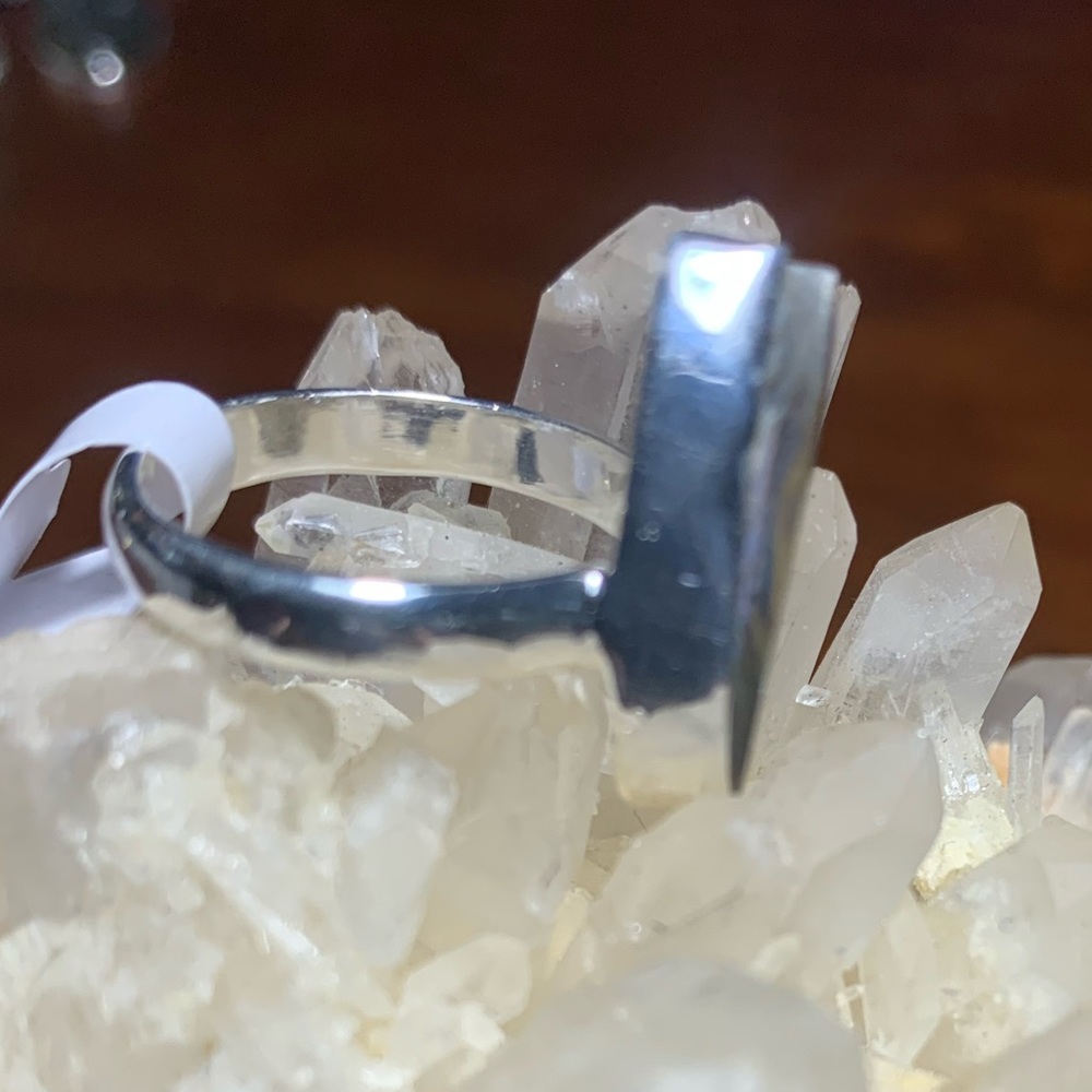 Solid Sterling Silver Abalone Ring - image 3